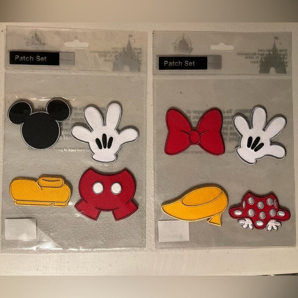 Disney Parks Minnie & Mickey Mouse 8 Sew on Patches Set NEW